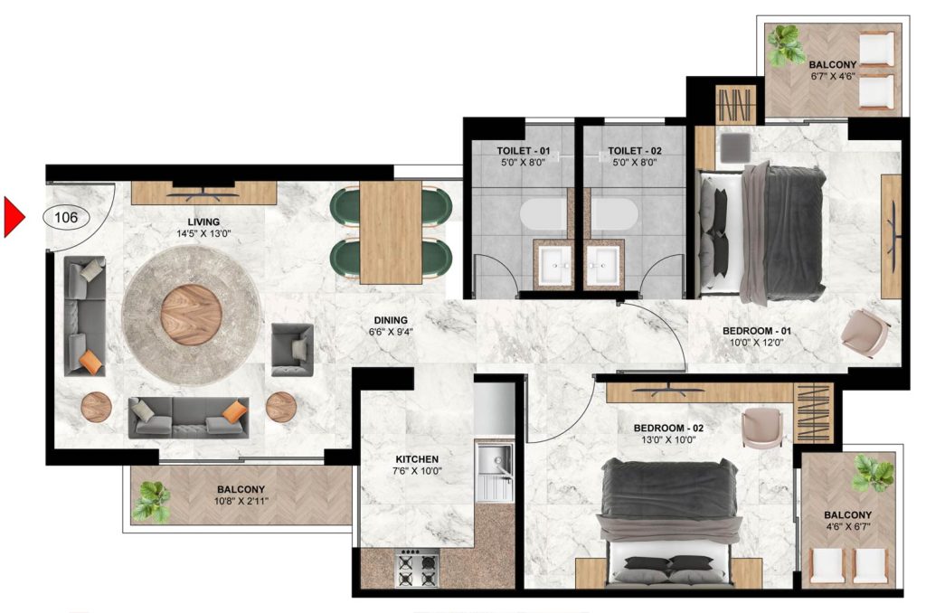 Floor Layout - 2BHK